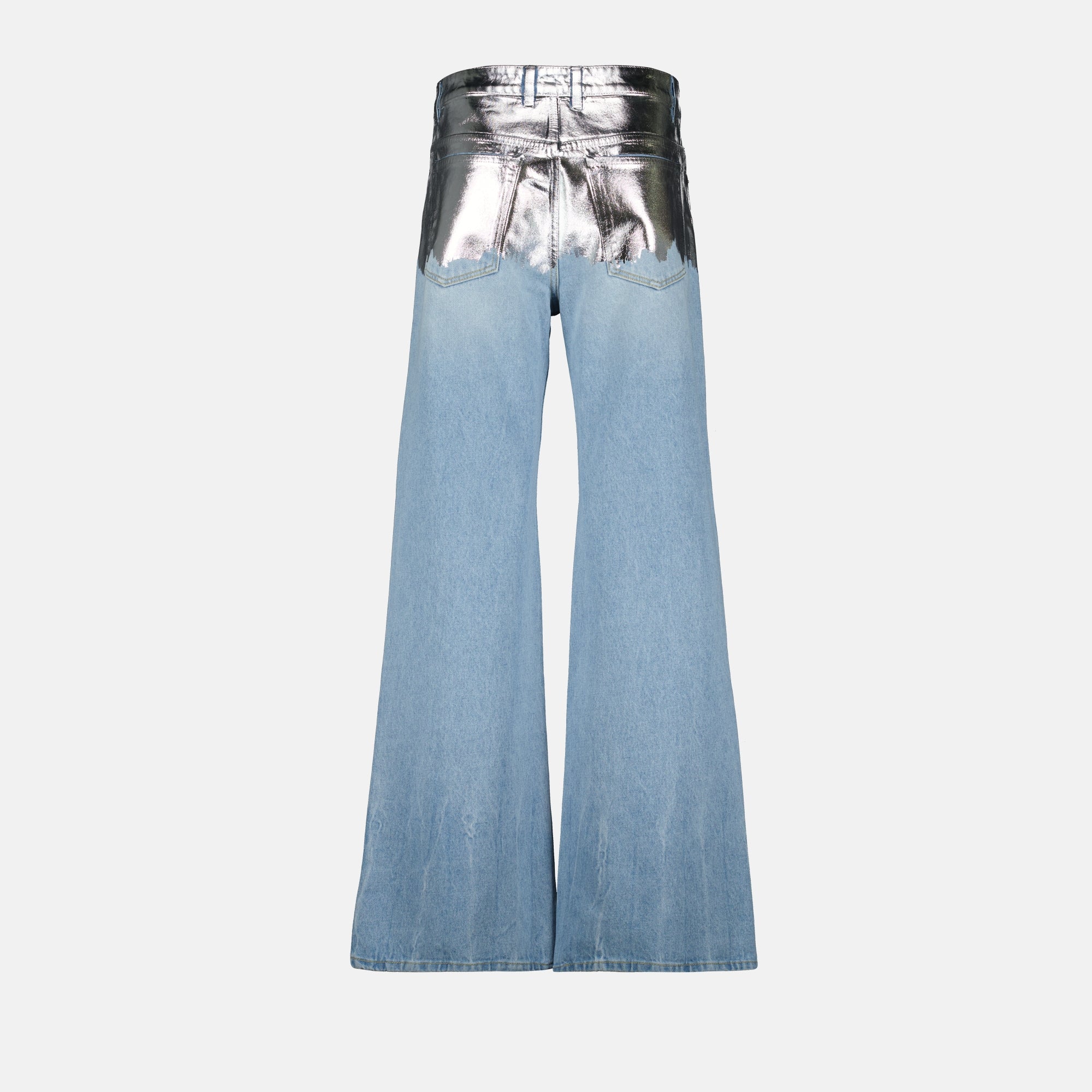 Silver Foil Denim Baggy Jeans