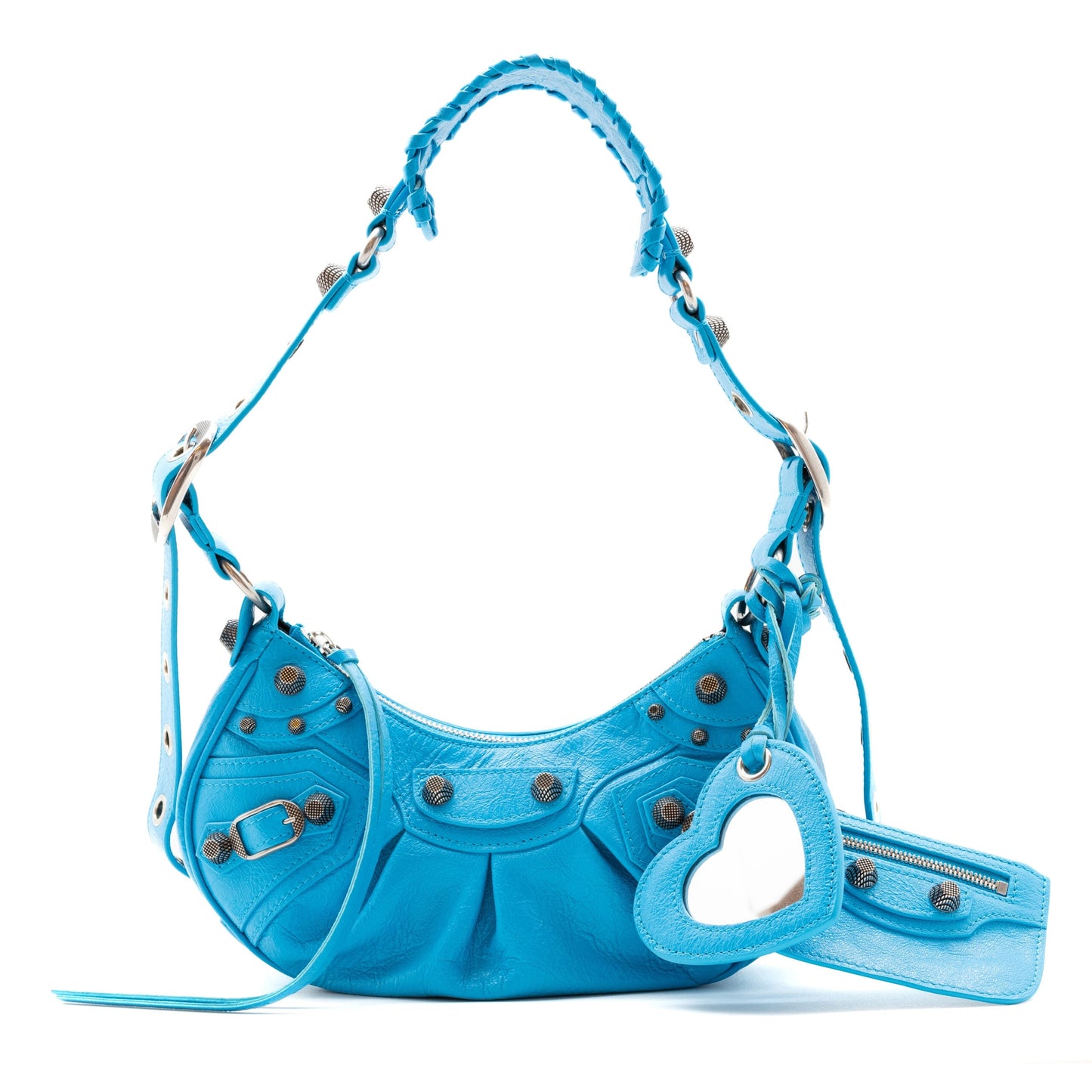 Balenciaga shoulder bag, luxury accessories, calf leather bag, Italian craftsmanship, sky blue bag