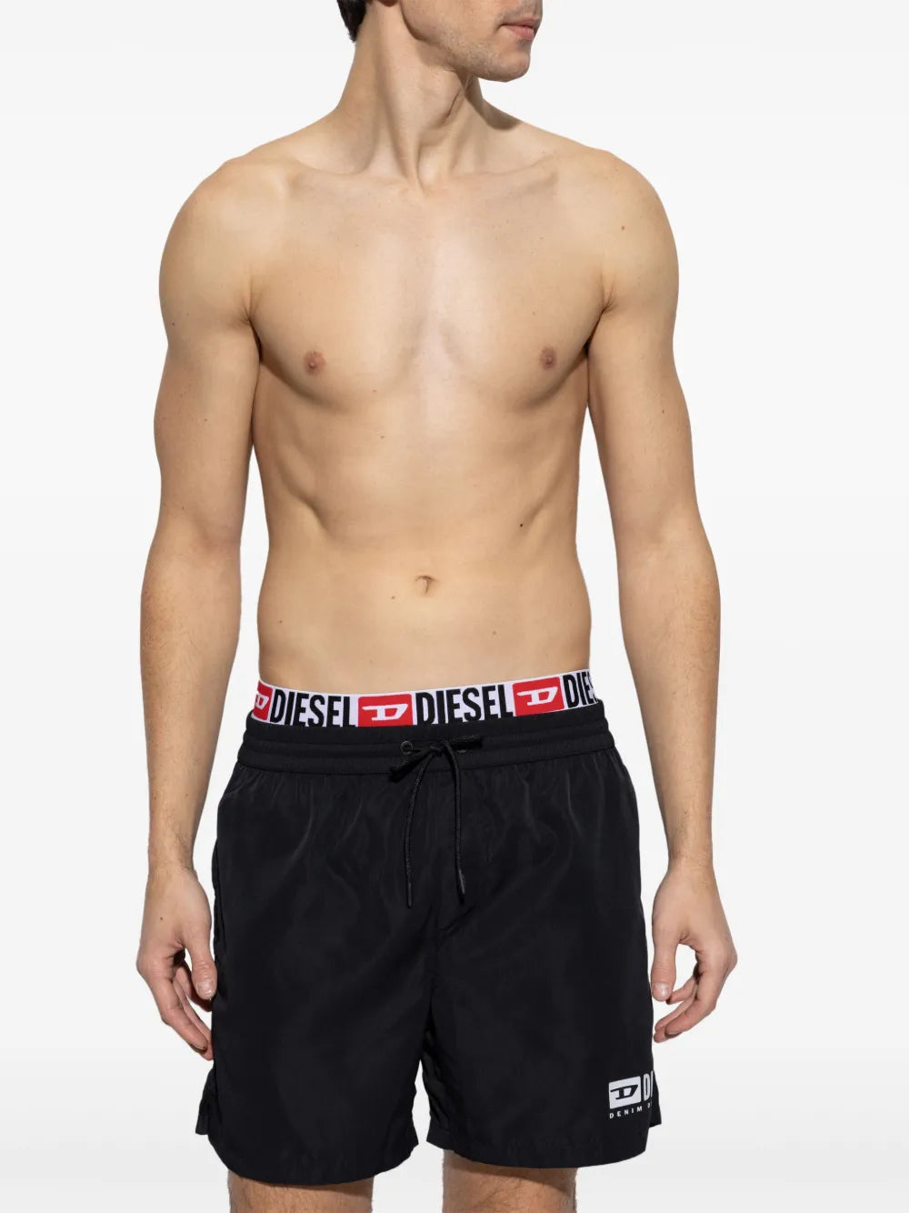 swim shorts, black swimwear, Diesel swimwear, mens swim shorts, adjustable swim shorts