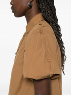 camel short shirt, MM6 cotton shirt, oversized sleeves shirt, classic collar shirt, Spring-Summer collection shirt