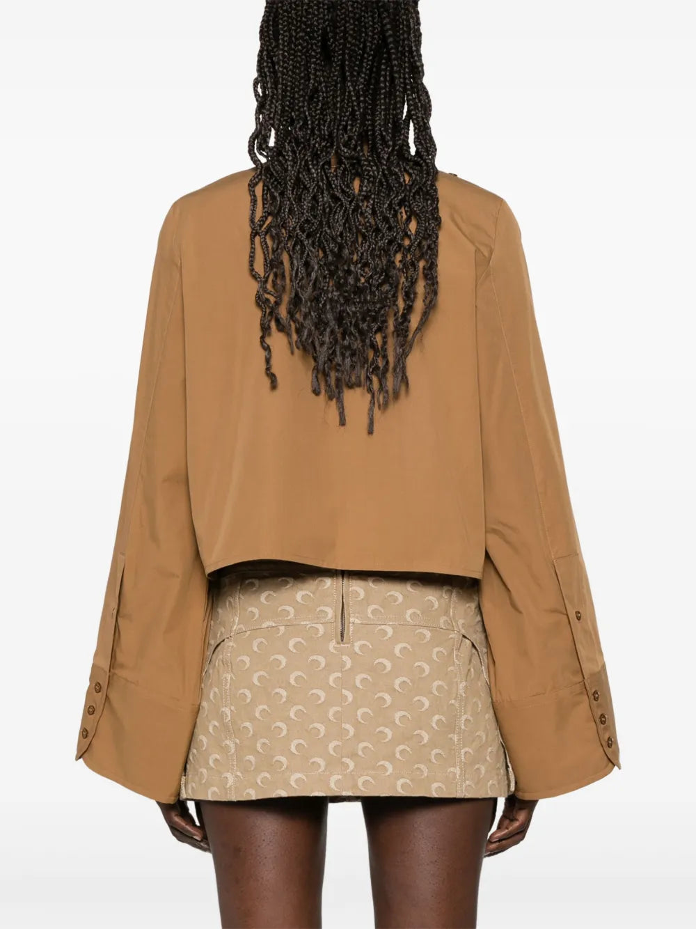 camel short shirt, MM6 cotton shirt, oversized sleeves shirt, classic collar shirt, Spring-Summer collection shirt