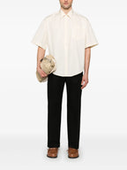 Image d'une chemise en coton beige par Ami PARIS pour hommes - Saison Printemps-Été 2025 - Vue de dos