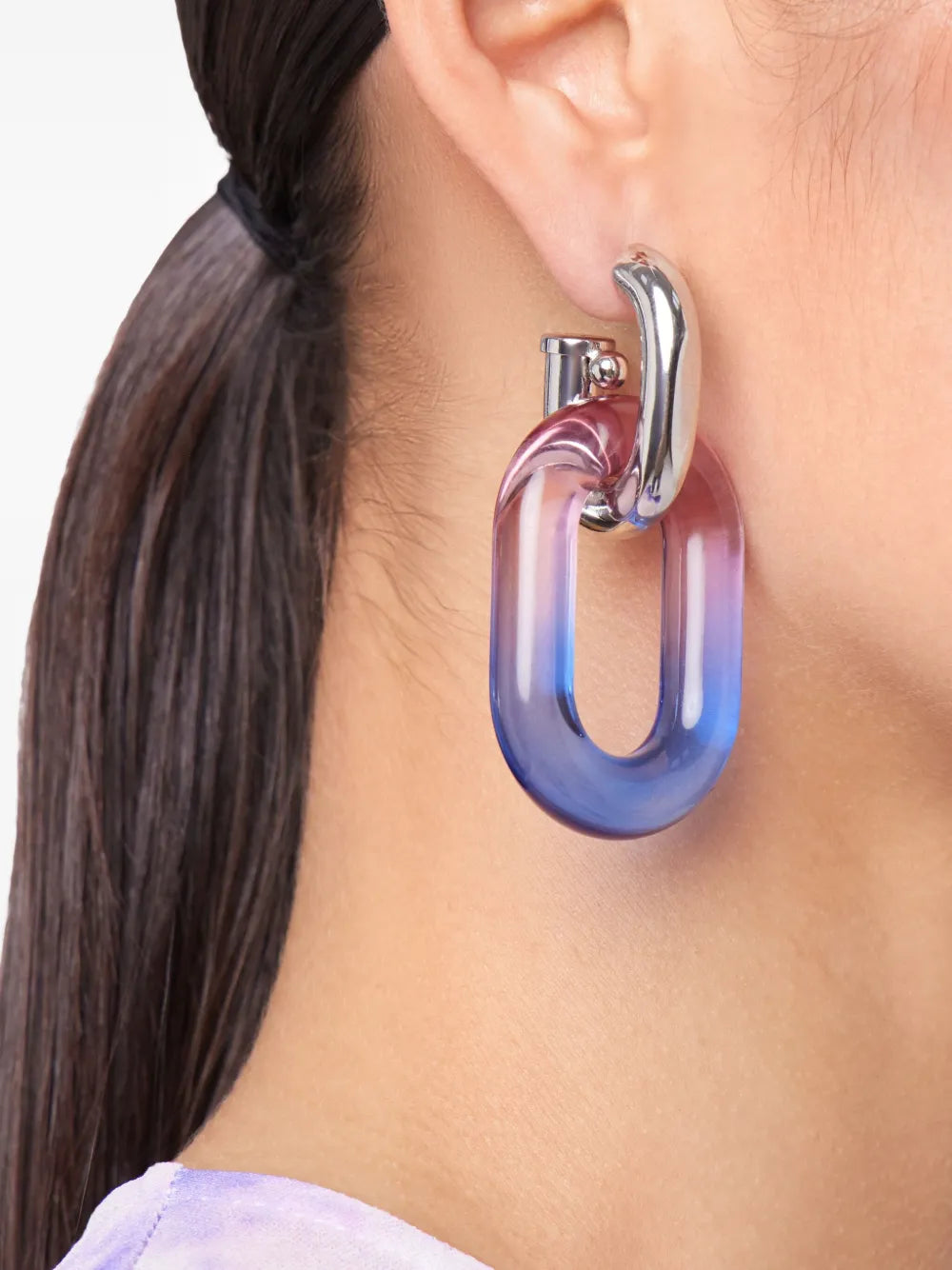 Tie and Dye earrings, contemporary resin jewelry, purple earrings, women's accessories, Rabanne earrings