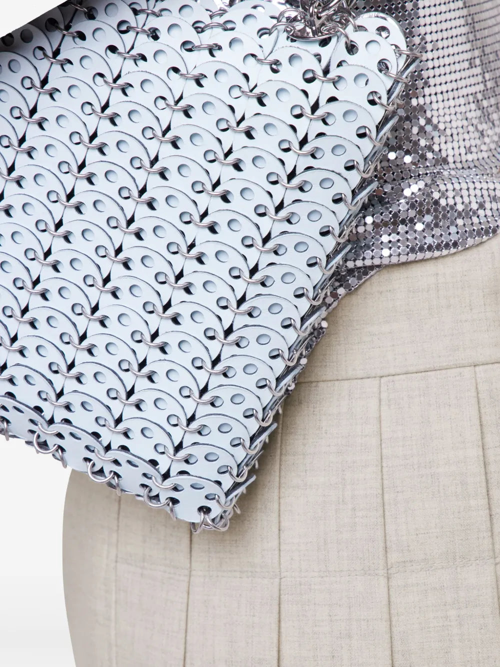 reversible blue bag, 1969 collection, Rabanne accessories, cowhide leather bag, elegant handbag