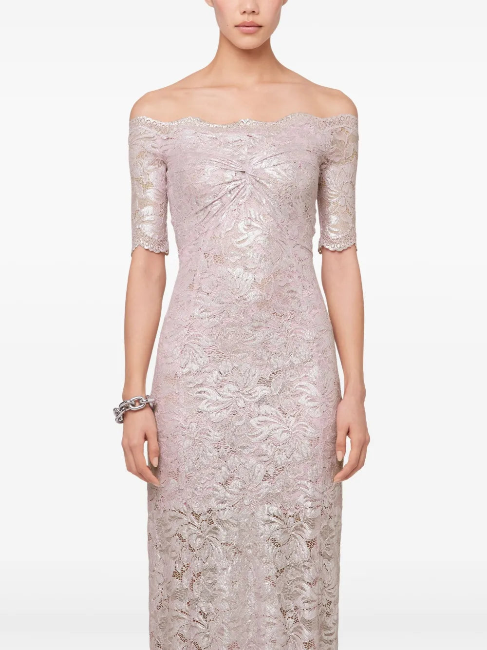 Image of Silver Lace Pink Dress by Rabanne for Women - Season Spring-Summer 2025 - Detail View 7