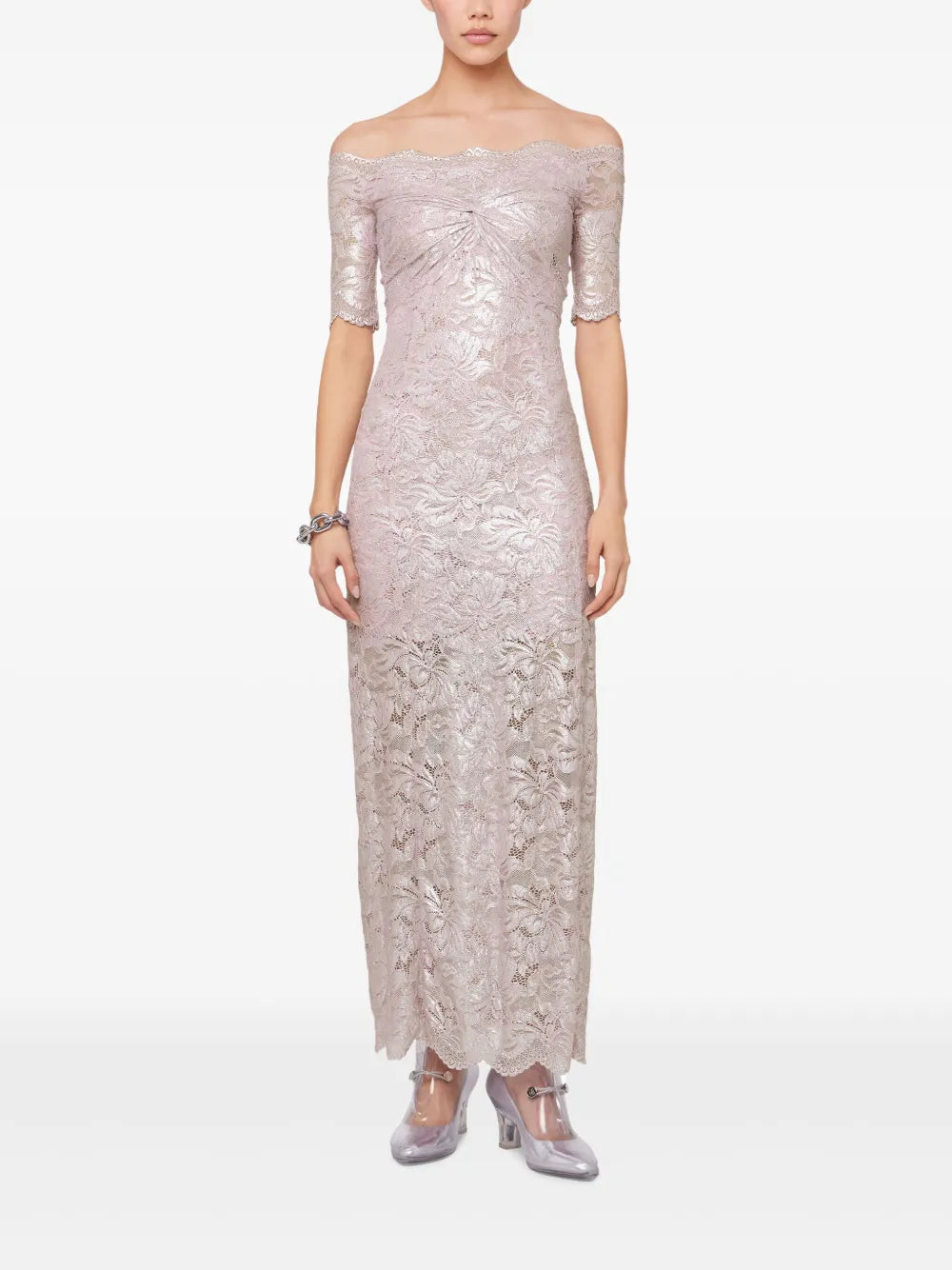 Image of Silver Lace Pink Dress by Rabanne for Women - Season Spring-Summer 2025 - Back View
