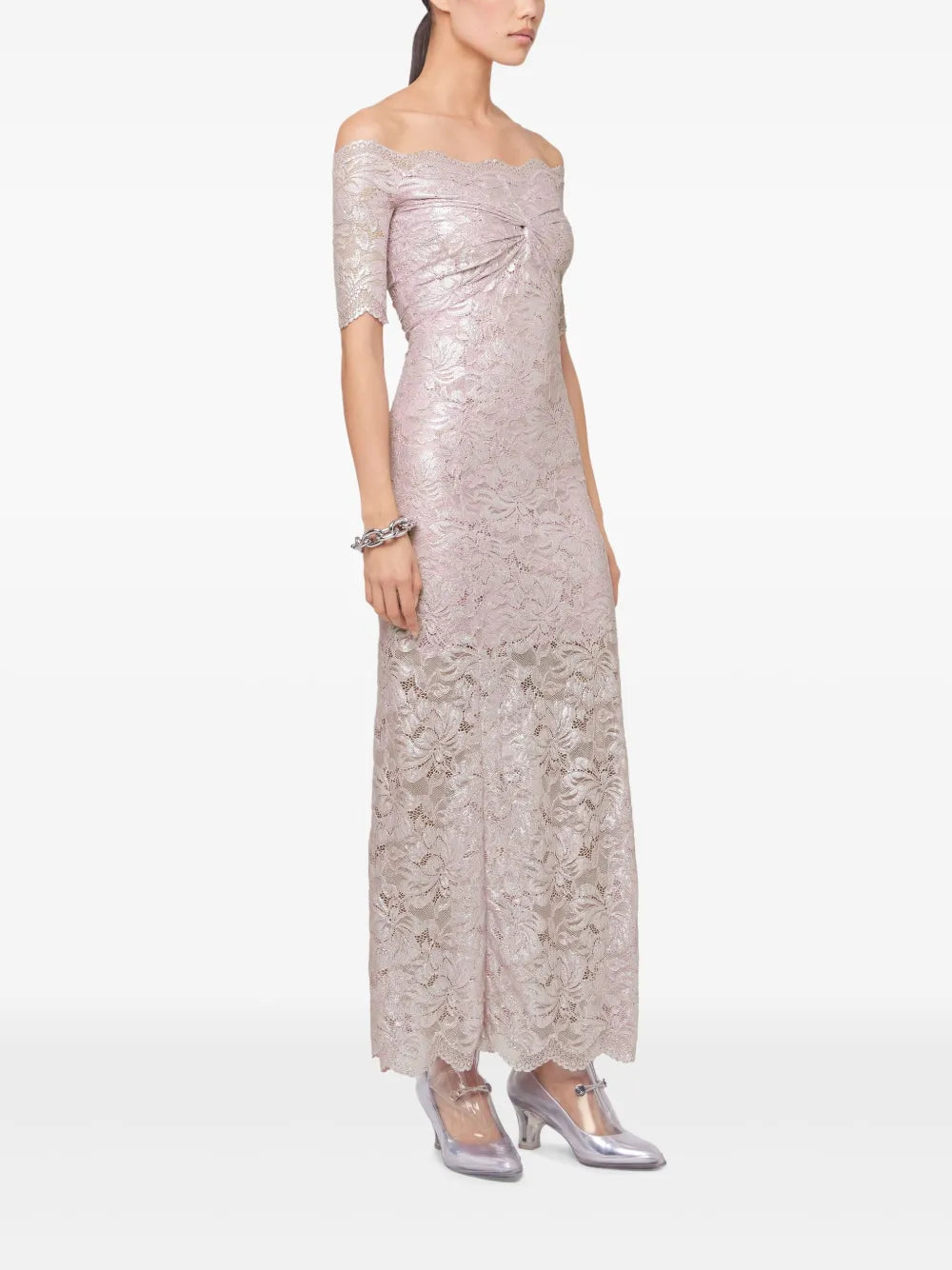 Image of Silver Lace Pink Dress by Rabanne for Women - Season Spring-Summer 2025 - Detail View 1