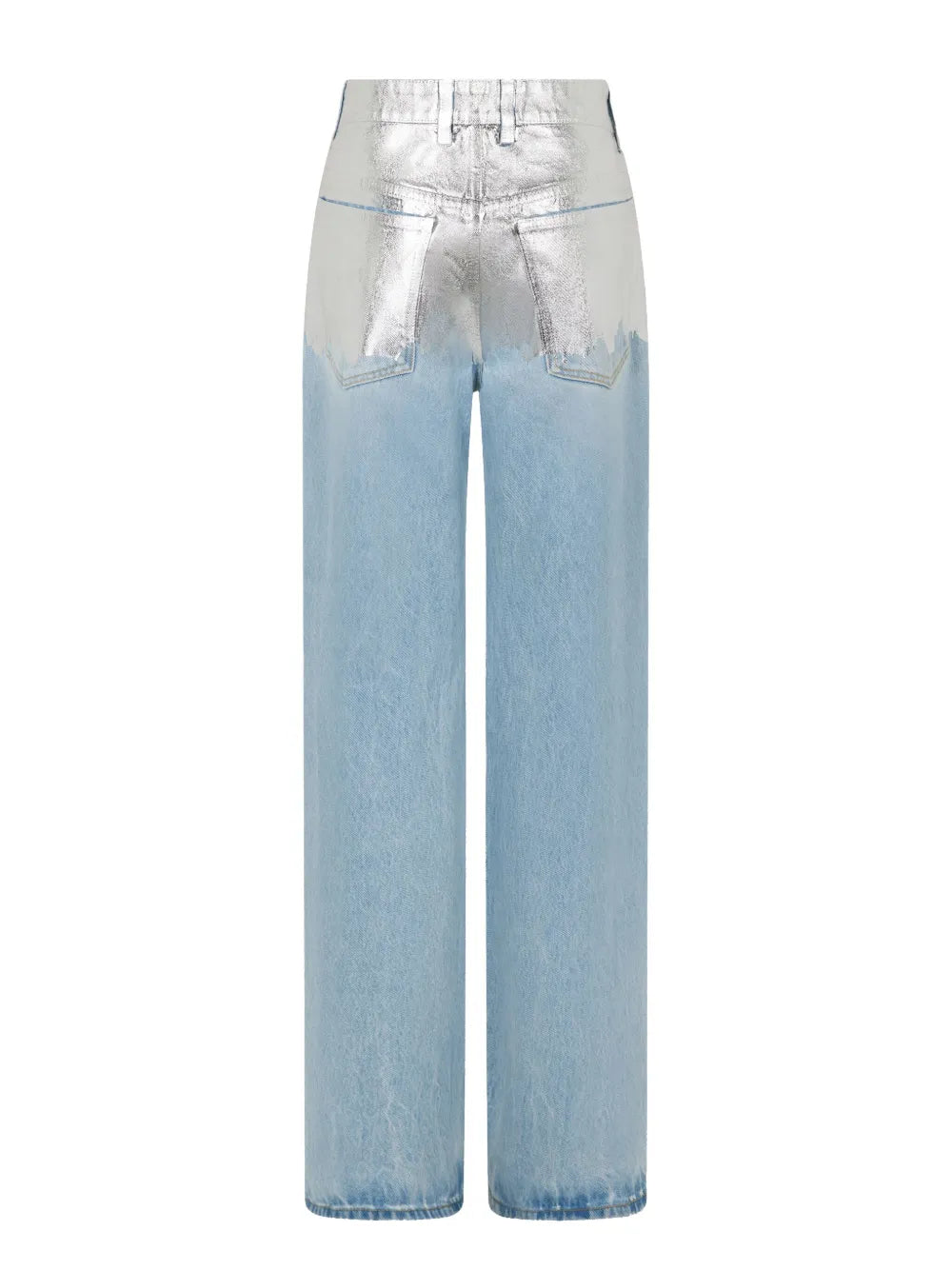 Silver Foil Denim Baggy Jeans
