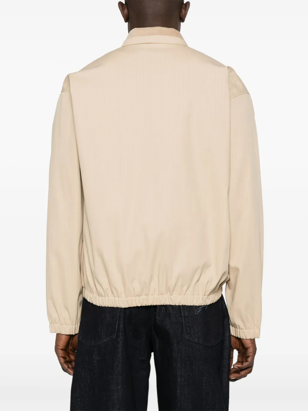 Beige Cotton Bomber Jacket