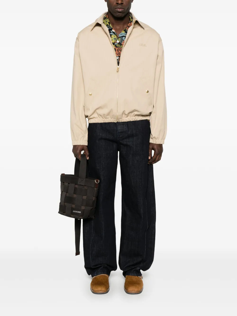 Beige Cotton Bomber Jacket