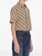 Imagen de camisa de cuadros corta de Burberry para mujeres - Temporada Primavera-Verano 2025 - Detalle 6
