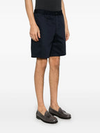 Image de shorts en coton navy par Ami PARIS pour hommes - Saison Printemps-Été 2025 - Détail Vue 1