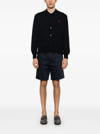 Image de shorts en coton navy par Ami PARIS pour hommes - Saison Printemps-Été 2025 - Vue de dos