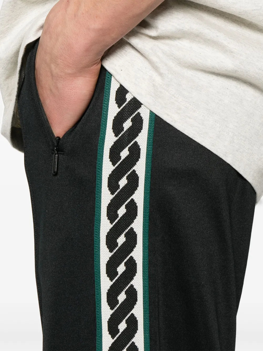 Black Sweatpants with Contrasting Stripes