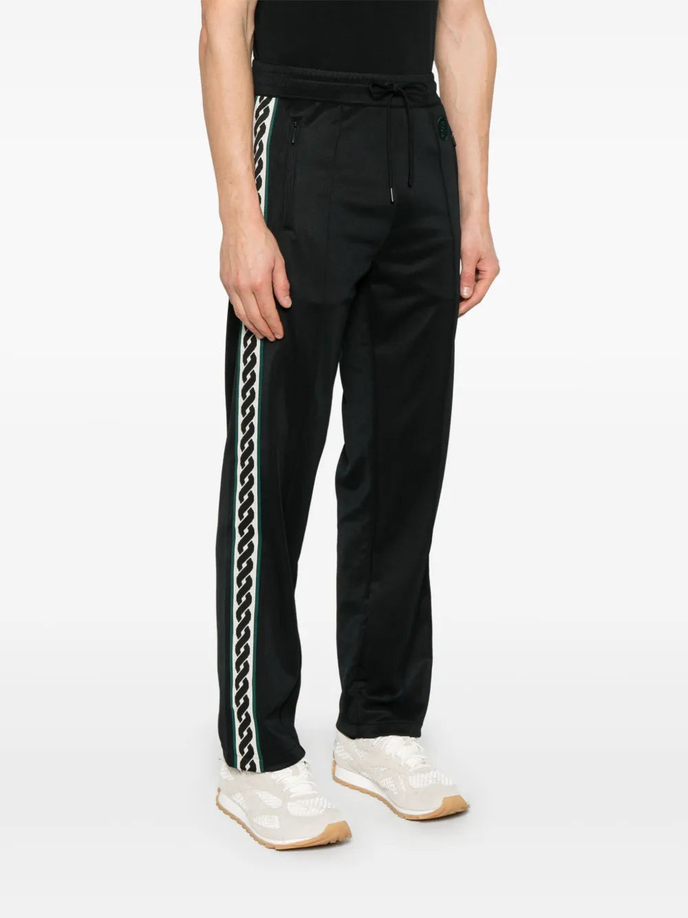 Black Sweatpants with Contrasting Stripes