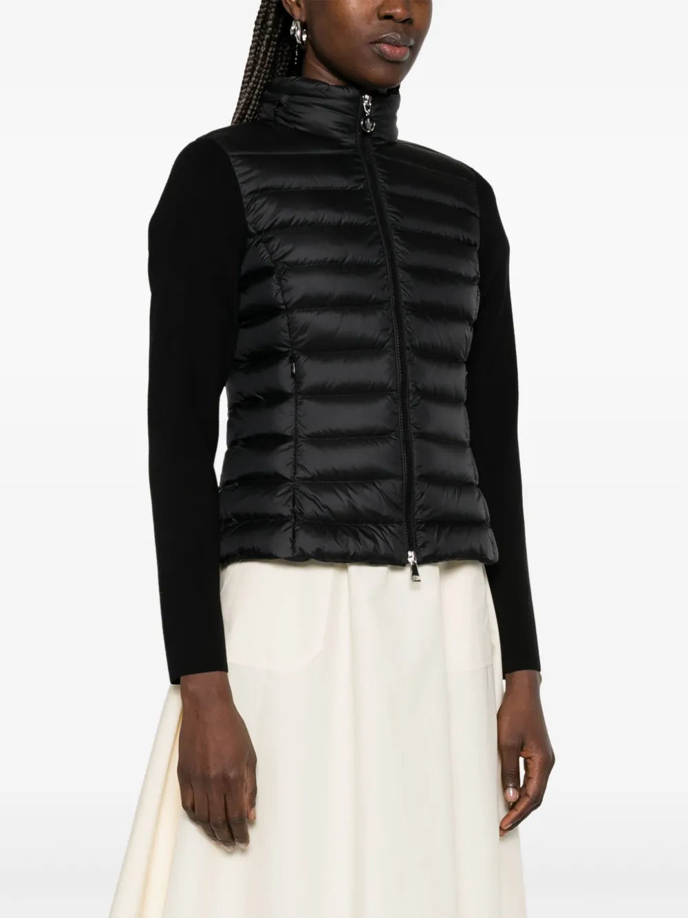 Black Quilted Bi-Material Jacket