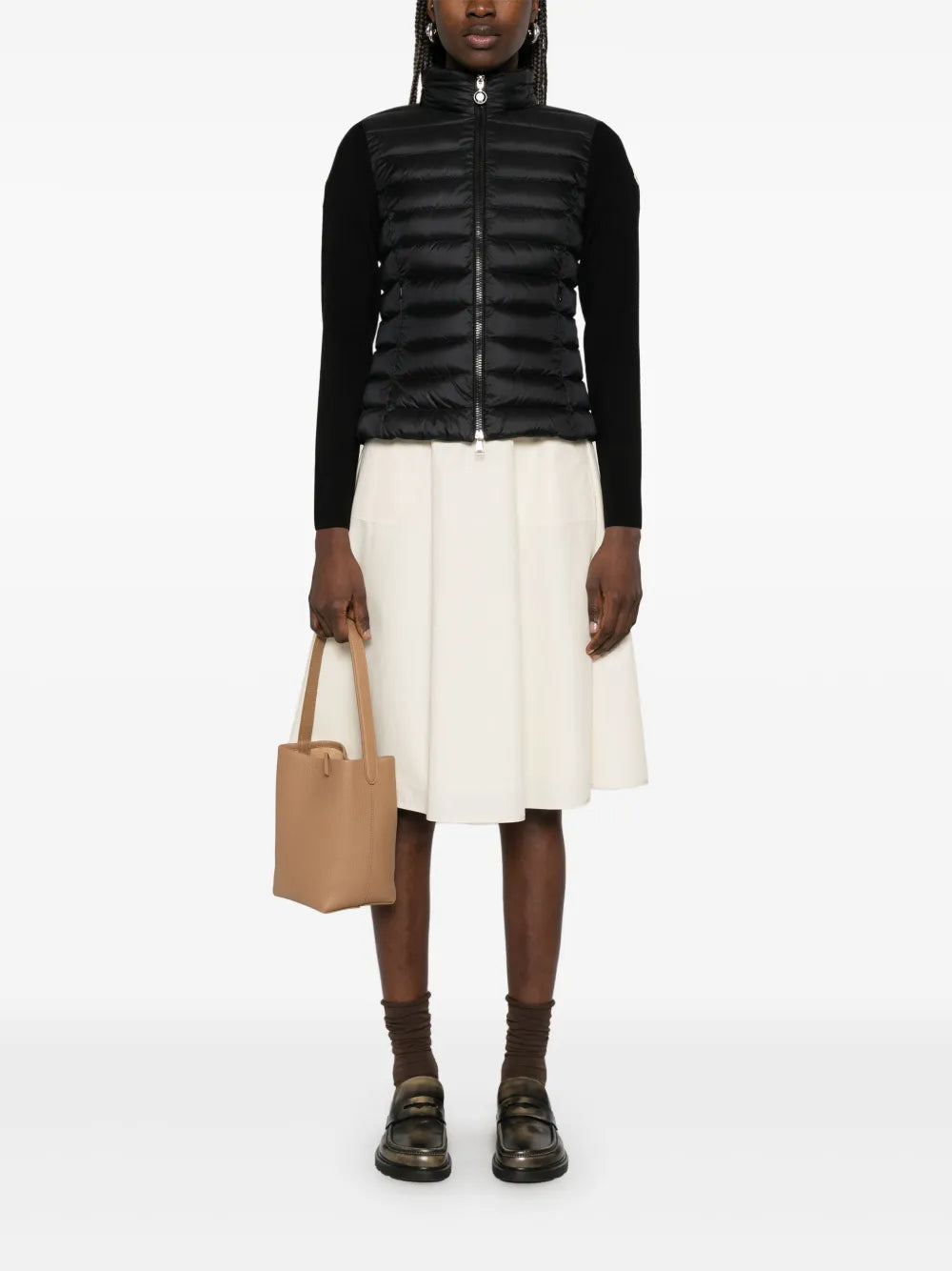 Black Quilted Bi-Material Jacket