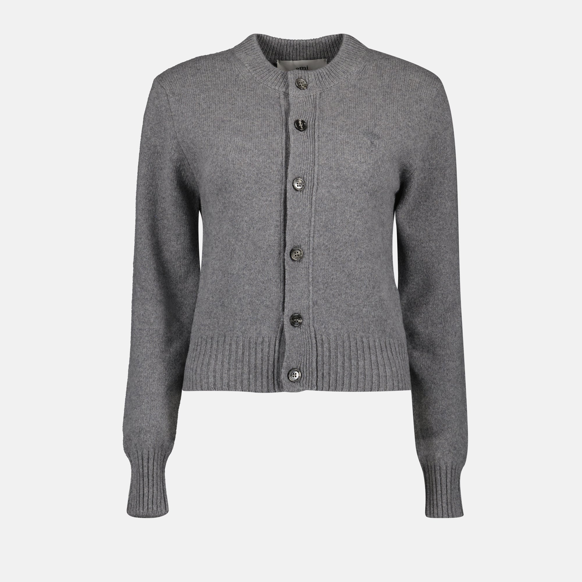 cashmere cardigan, grey cashmere, AMI Paris cardigan, luxury knitwear, autumn-winter fashion