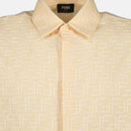 Image of Yellow Linen Shirt by Fendi for Men - Season Spring-Summer 2025 - Detail View 1