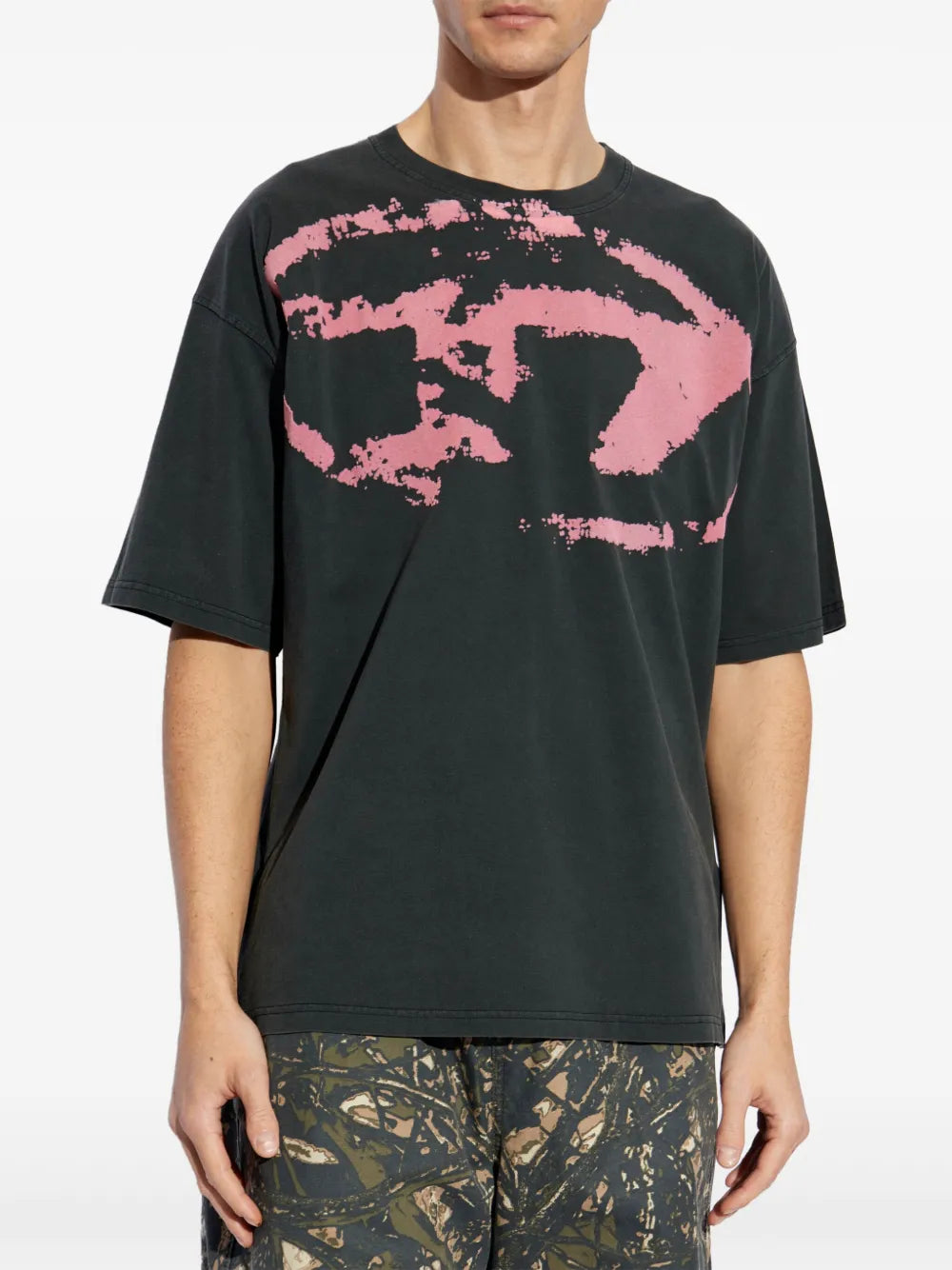 T-box R21, Diesel T-shirt, oversized grey top, casual wear, men's designer T-shirt