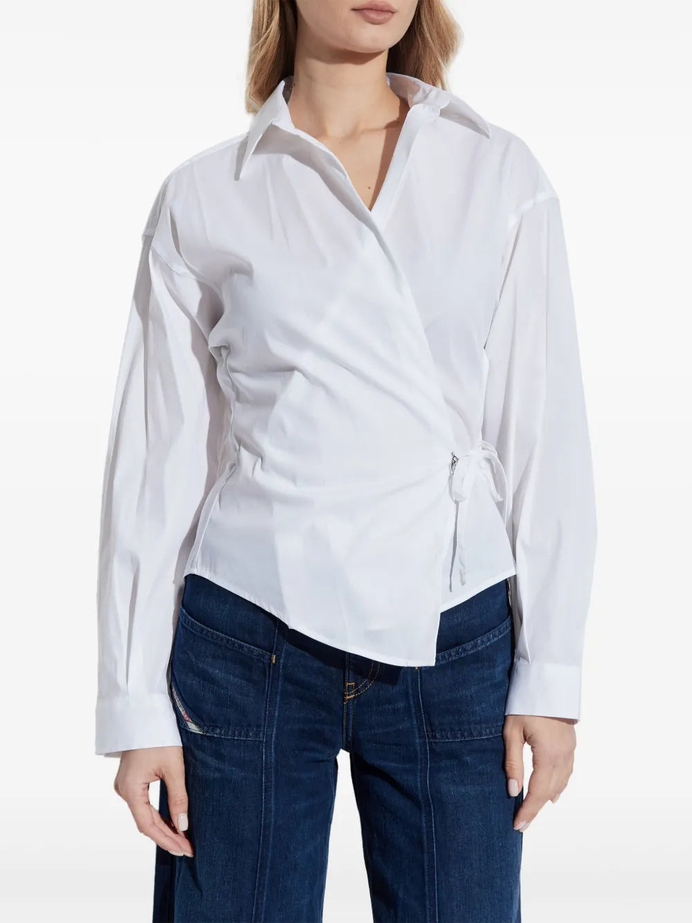 V-Delphi blouse, Diesel blouse, women's fashion, poplin top, elegant blouse