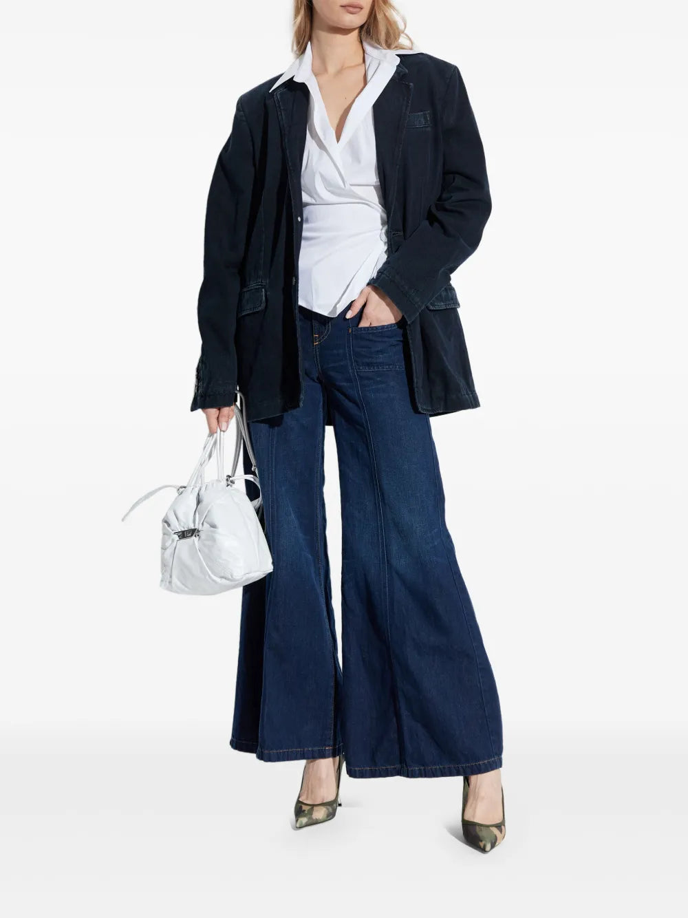 V-Delphi blouse, Diesel blouse, women's fashion, poplin top, elegant blouse