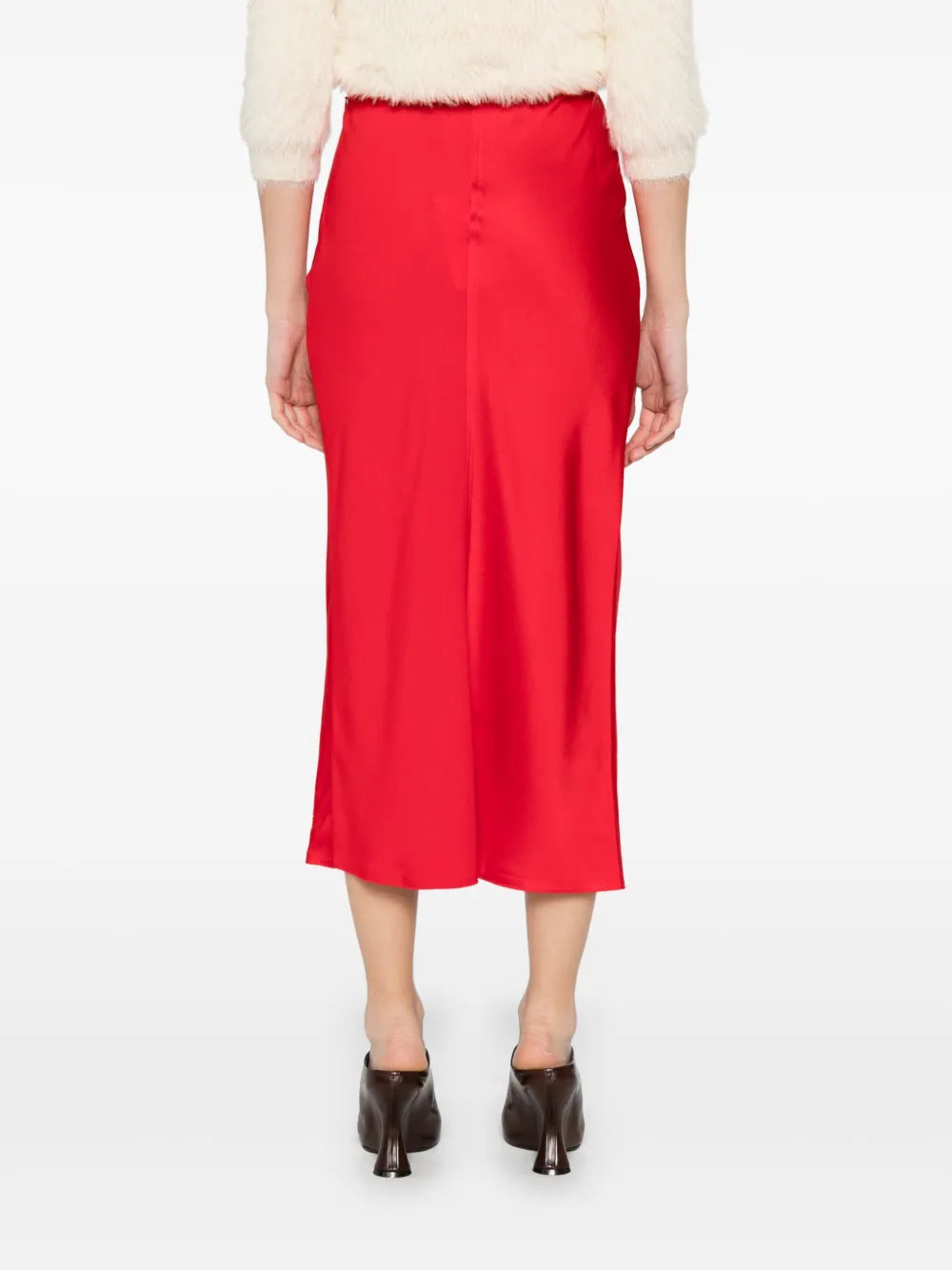 red skirt, midi skirt, AMI Paris, crepe skirt, women's fashion