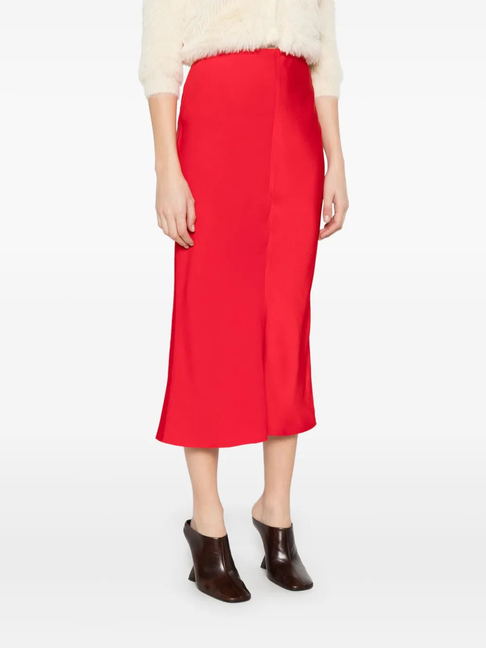red skirt, midi skirt, AMI Paris, crepe skirt, women's fashion