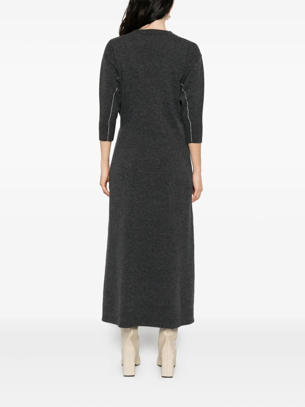 Vestido Longo de Lã Cinza