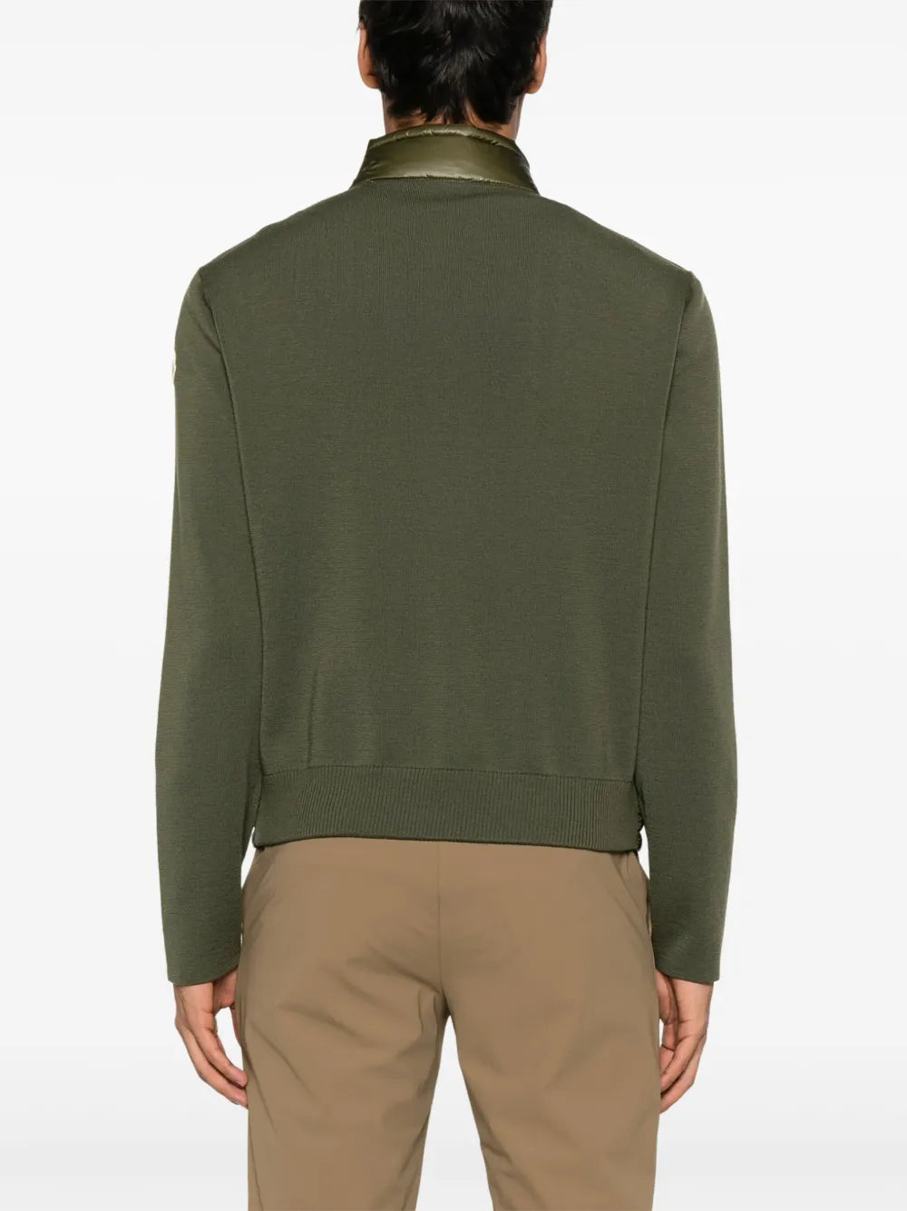 Chaqueta acolchada verde de bi-material