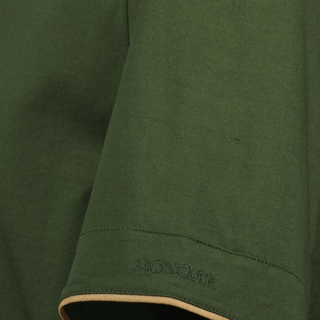 Image of Kaki Border T-Shirt by Moncler for Men - Season Spring-Summer 2025 - Detail View 1