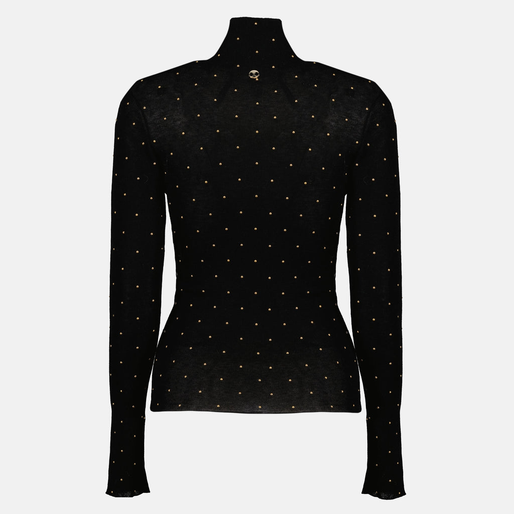 Feinwollener Rollkragenpullover mit Nieten-Details