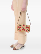 raffia bag, elegant handbag, leather accent bag, stylish accessory, Mini Cherryfic