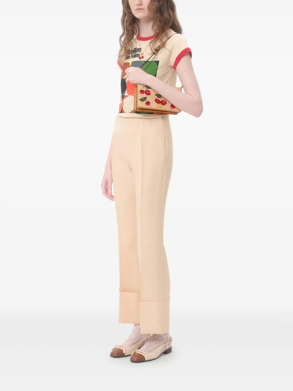 raffia bag, elegant handbag, leather accent bag, stylish accessory, Mini Cherryfic