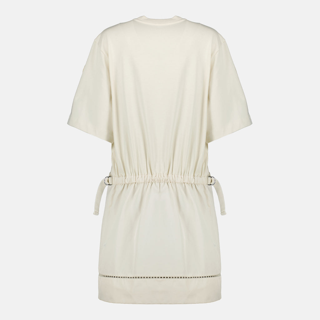 Imagen de un vestido de algodón beige de Moncler para mujeres - Temporada Primavera-Verano 2026 - Vista trasera