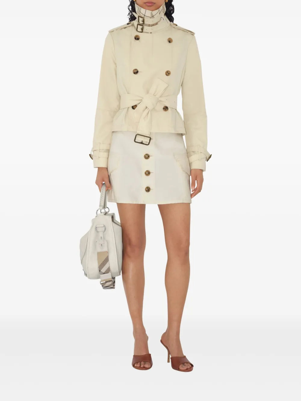 Abrigo Trench Corto Beige