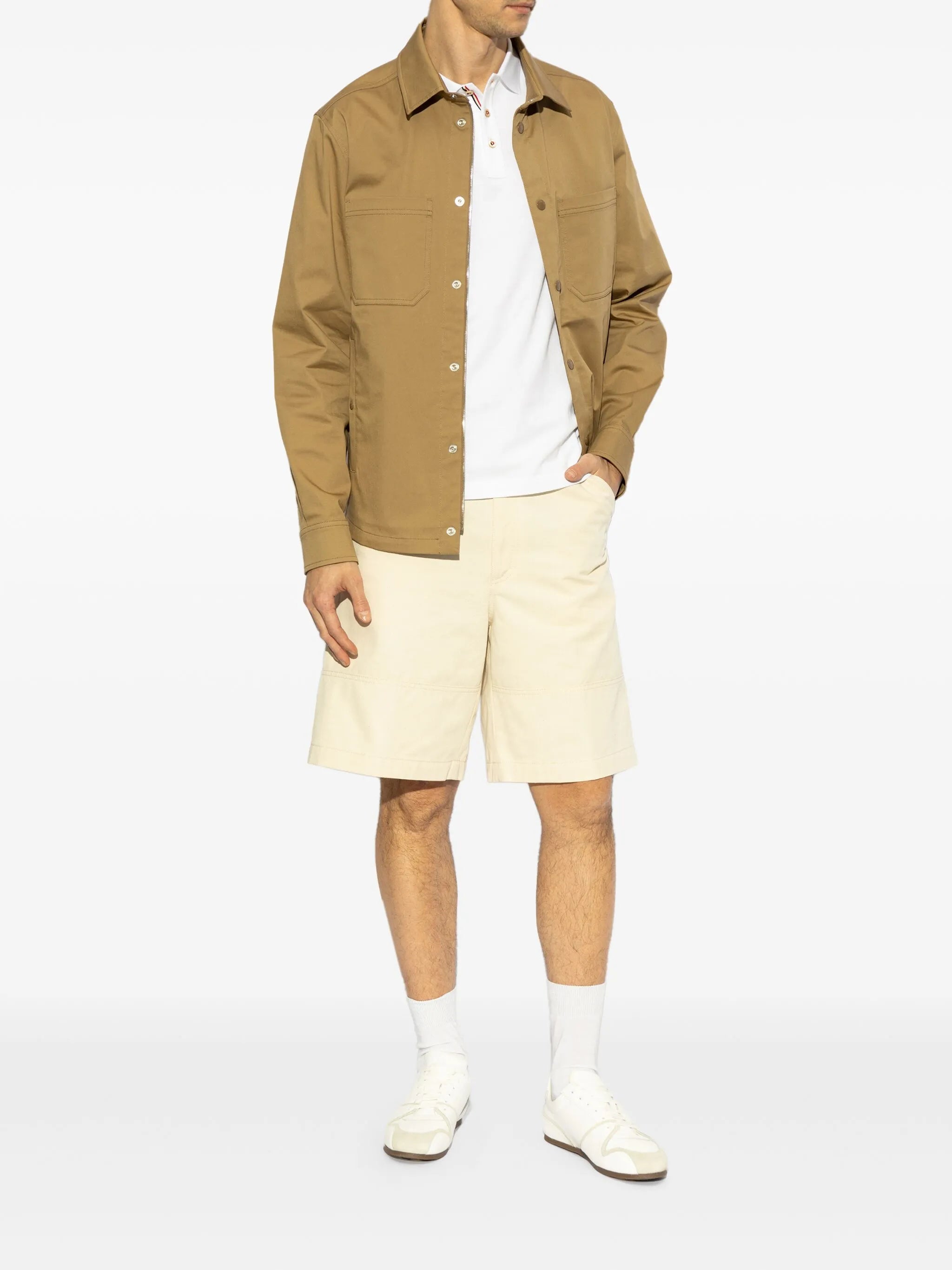 Image of White Logo Polo by Moncler for Men - Season Spring-Summer 2025 - Model view 1