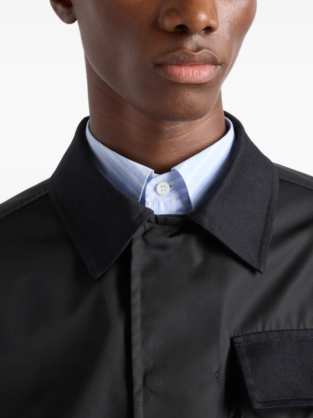 Image of Black Nylon Jacket by Prada for Men - Season Spring-Summer 2025 - Detail View 6