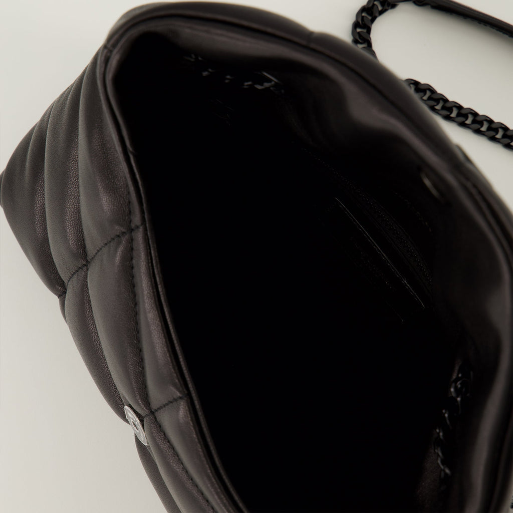 puffer bag, Saint Laurent, black leather bag, fashion accessory, nappa leather