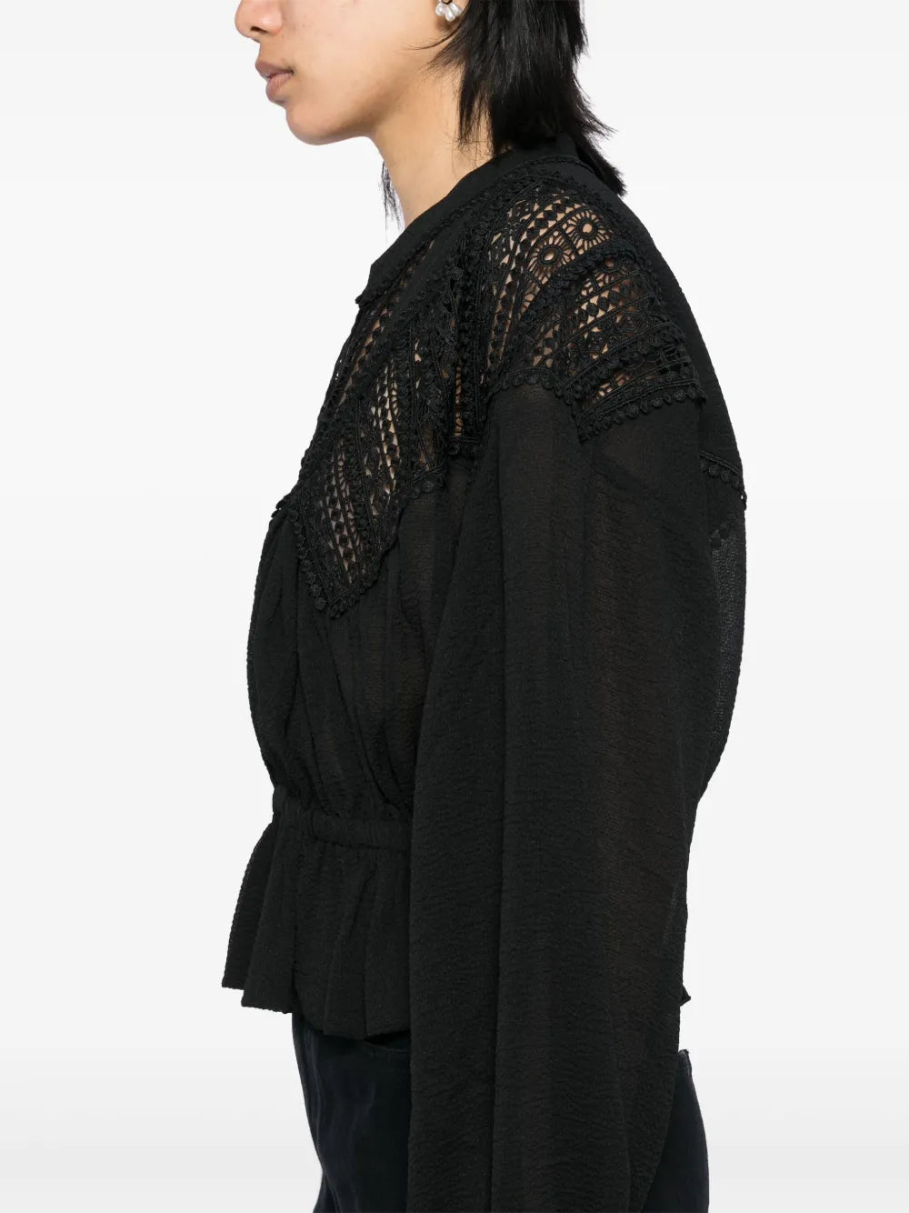 blouse Rixi, Iro blouse, puff sleeve blouse, V-neck blouse, embroidered blouse