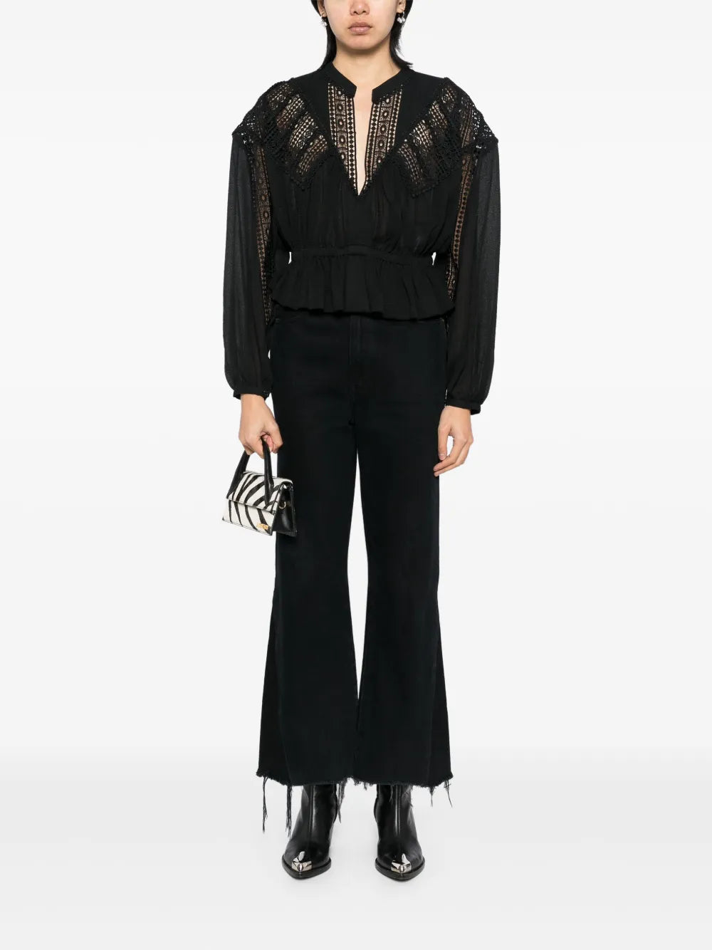 blouse Rixi, Iro blouse, puff sleeve blouse, V-neck blouse, embroidered blouse