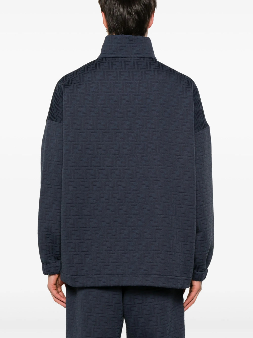 Image de la veste FF en marine monogrammée de Fendi pour hommes - Saison printemps-été 2025 - Vue modèle 3