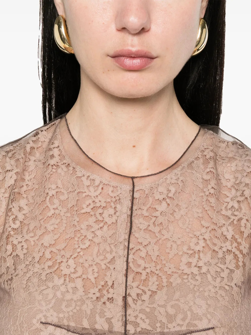 Image of Pink Lace Dress by Fendi for Women - Season Spring-Summer 2025 - Model view 4