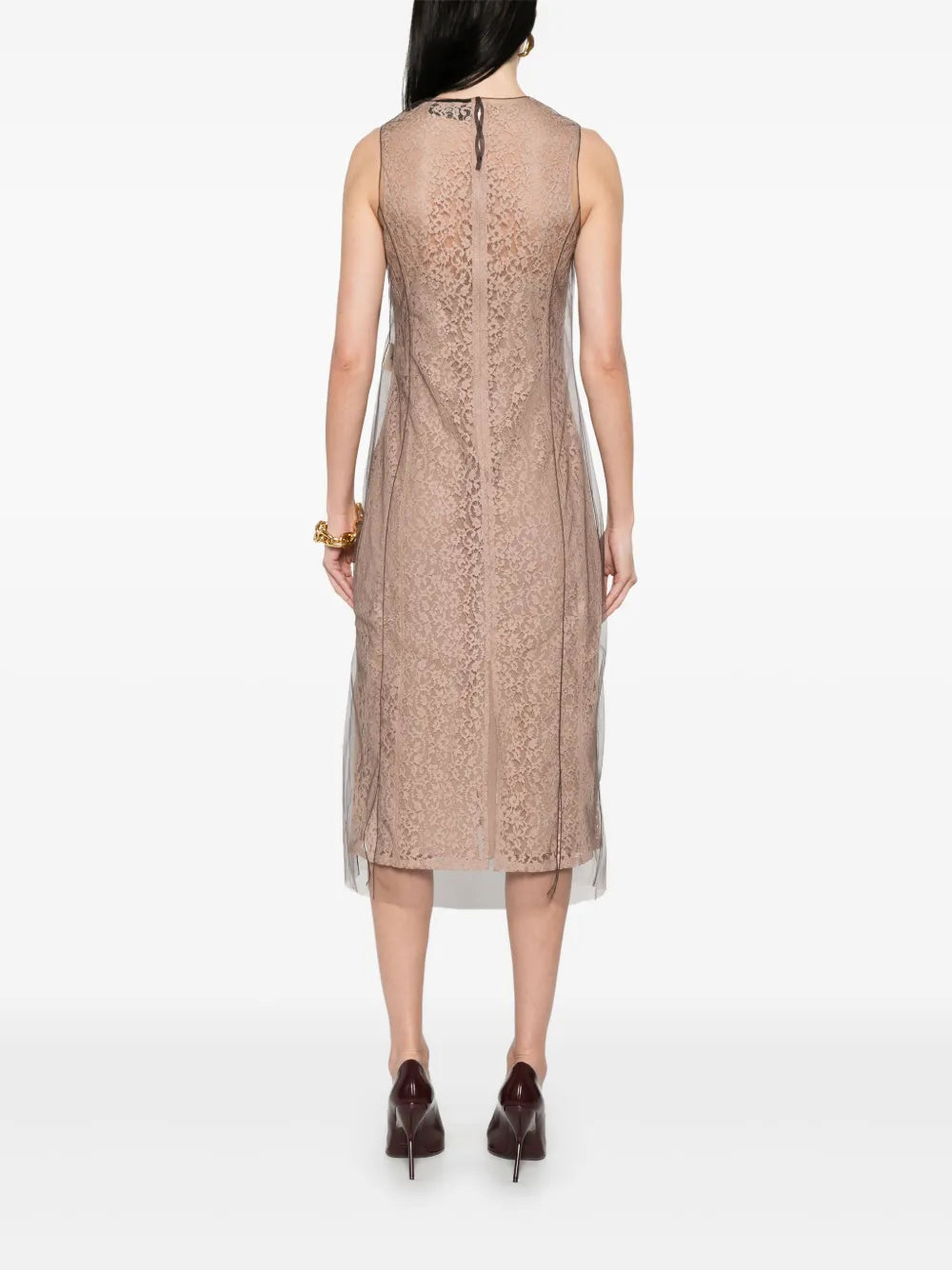 Image of Pink Lace Dress by Fendi for Women - Season Spring-Summer 2025 - Model view 3