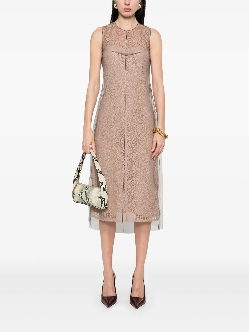 Image of Pink Lace Dress by Fendi for Women - Season Spring-Summer 2025 - Model view 1