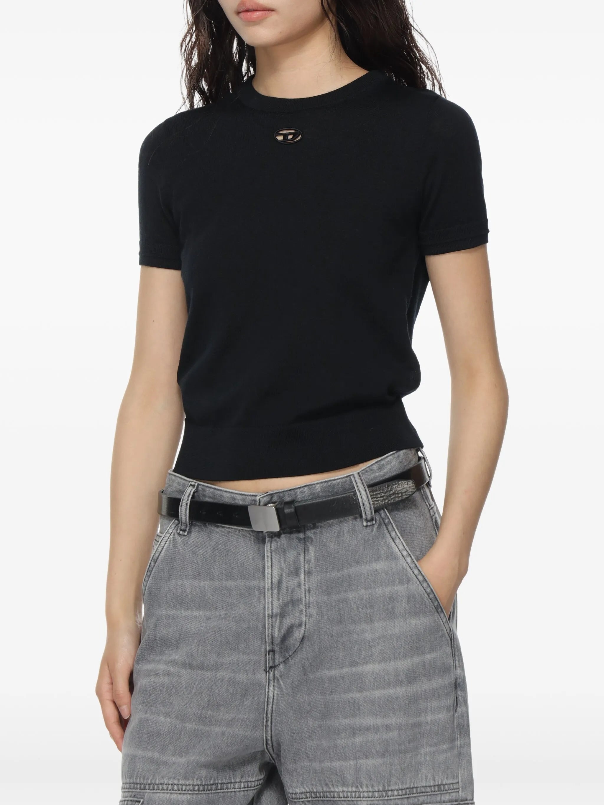 Bilde av Diesel M-Aline svart strikket genser for kvinner - Sesong Vår-Sommer 2026 - Modellvisning 4