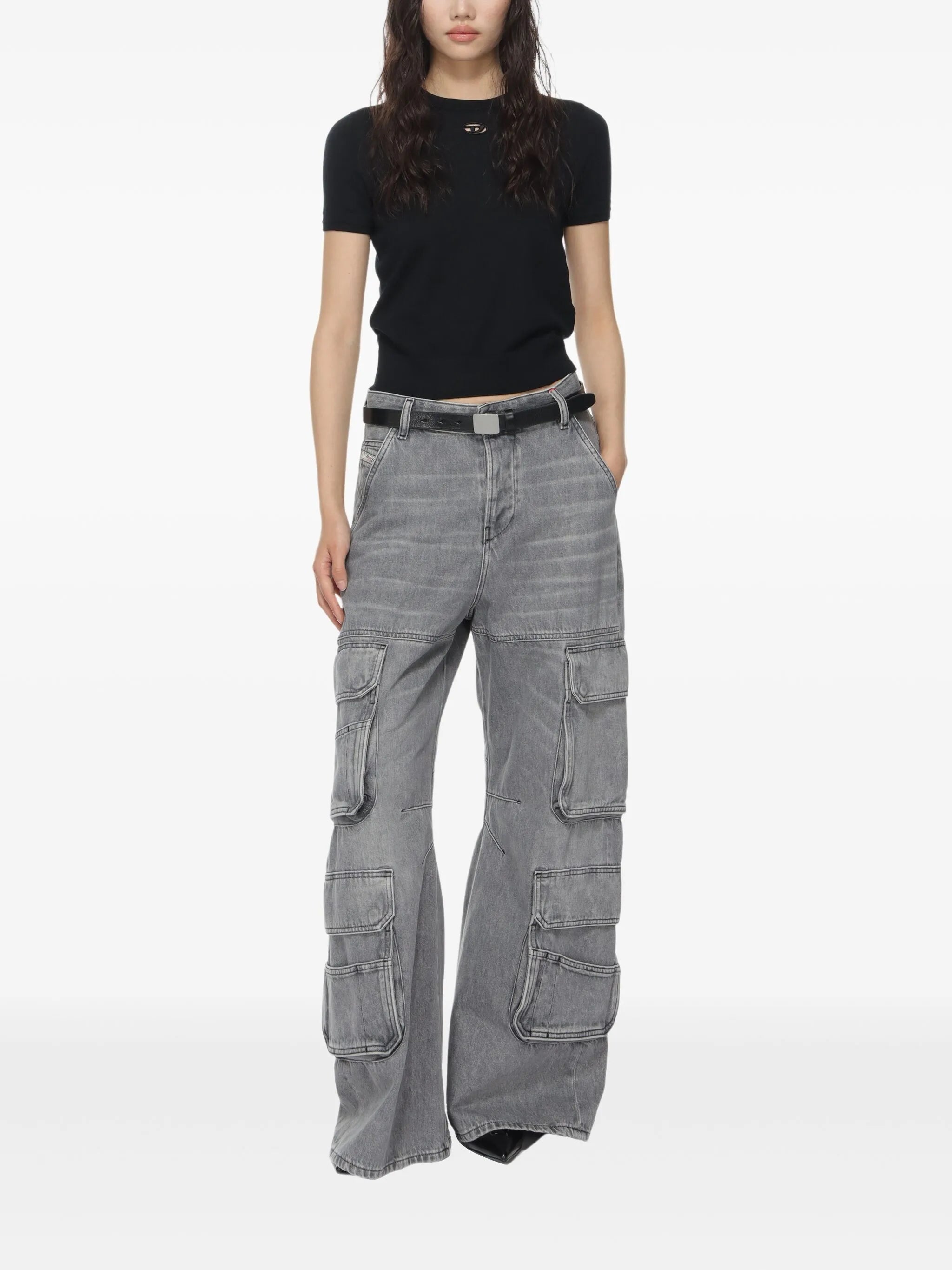 Image of Diesel M-Aline Black Knit by Diesel for Women - Season Spring-Summer 2026 - Model view 1