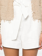 Hanno white shorts, Iro cotton shorts, adjustable waist shorts, women's summer shorts, chic white shorts