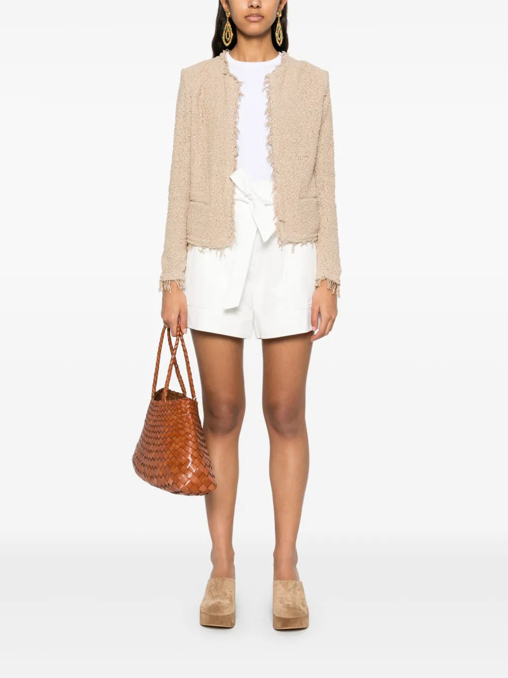 Hanno white shorts, Iro cotton shorts, adjustable waist shorts, women's summer shorts, chic white shorts