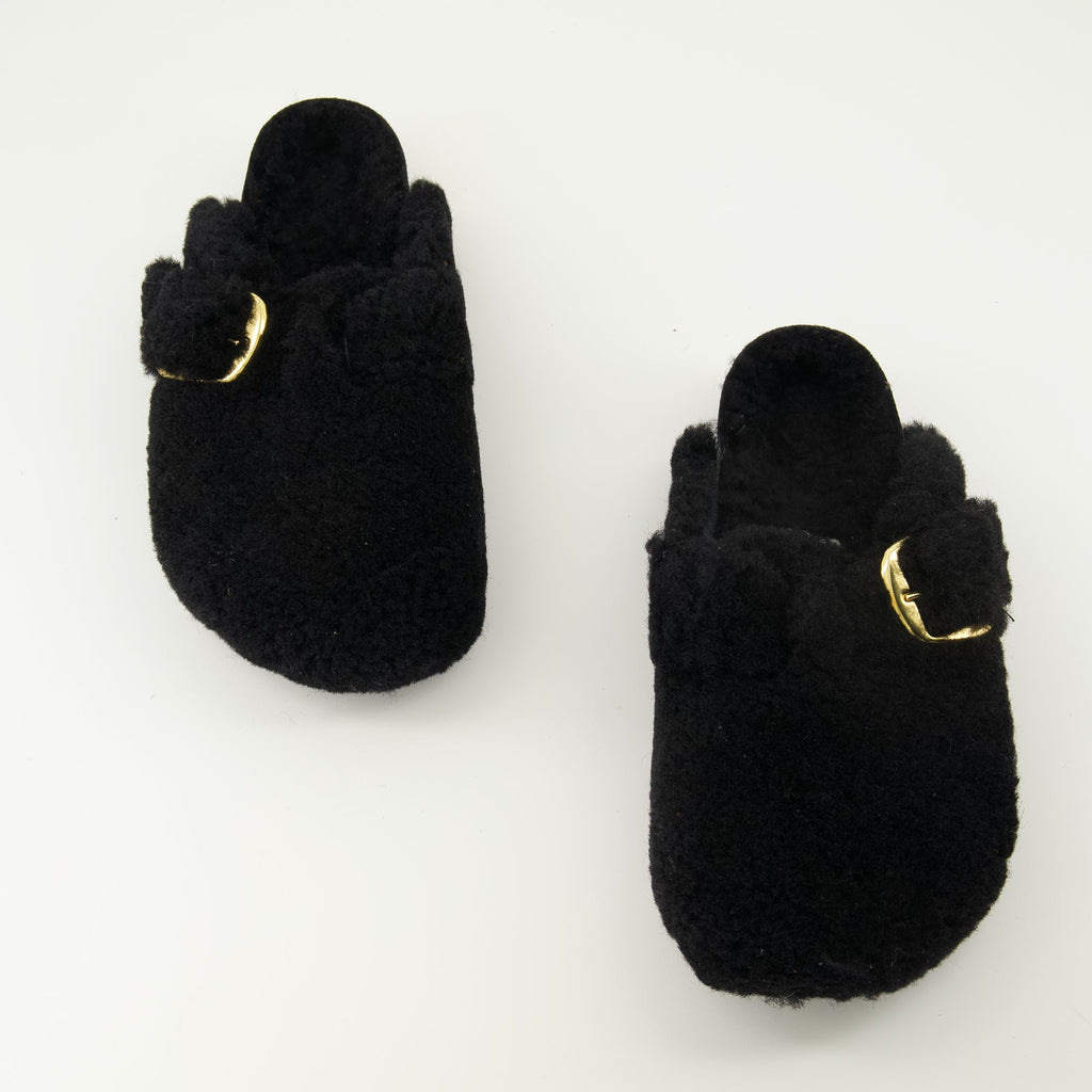 Image of Boston Teddy Black Mules by Birkenstock for Women - Season Spring-Summer 2026 - Top View Pair